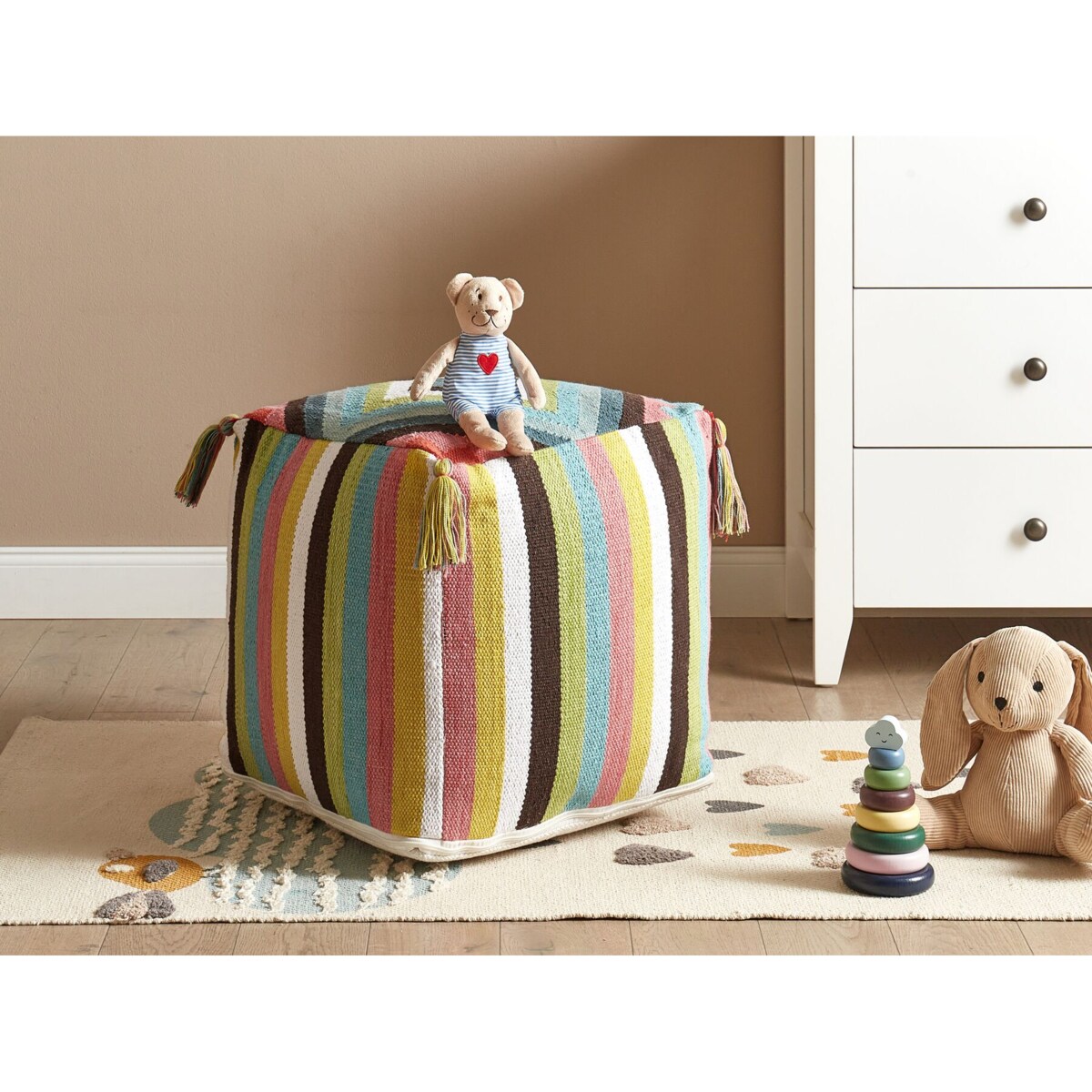 Puf bawełniany 45 x 45 cm wielokolorowy MONEASA