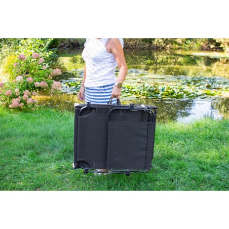 Leżanka ogrodowa składana w walizkę z zadaszeniem