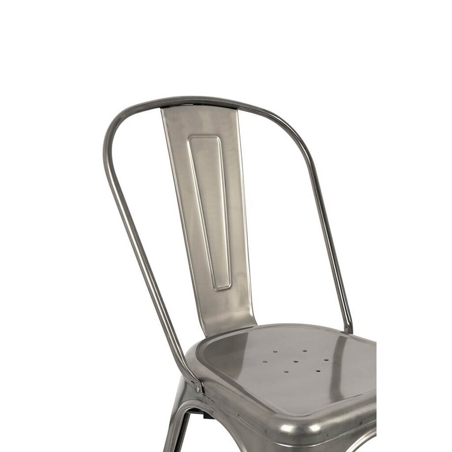 Nowoczesne krzesło srebrne Tower z lakierowanego metalu