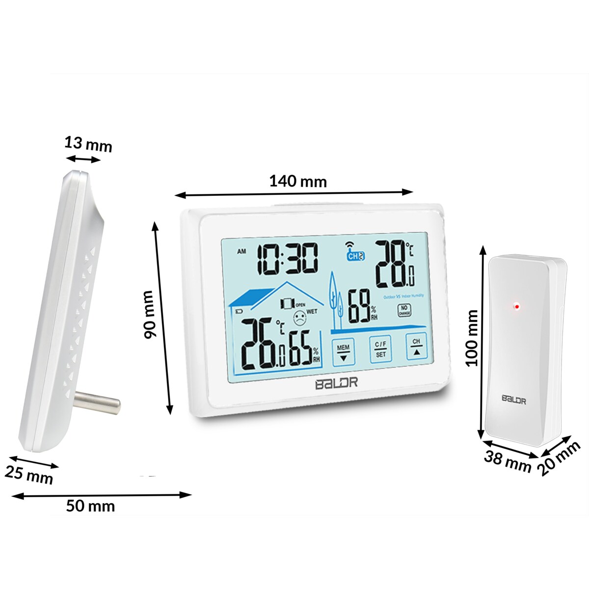 Bezprzewodowa stacja pogodowa pogody higrometr Baldr