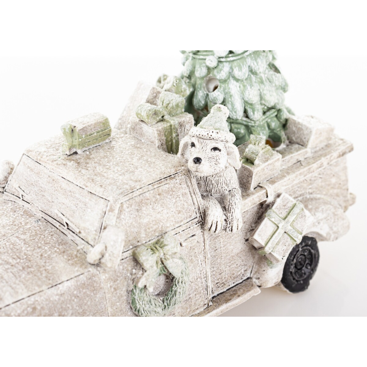 Dekoracja - samochód LED ze zwierzątkiem 11,5x16,5x7 cm