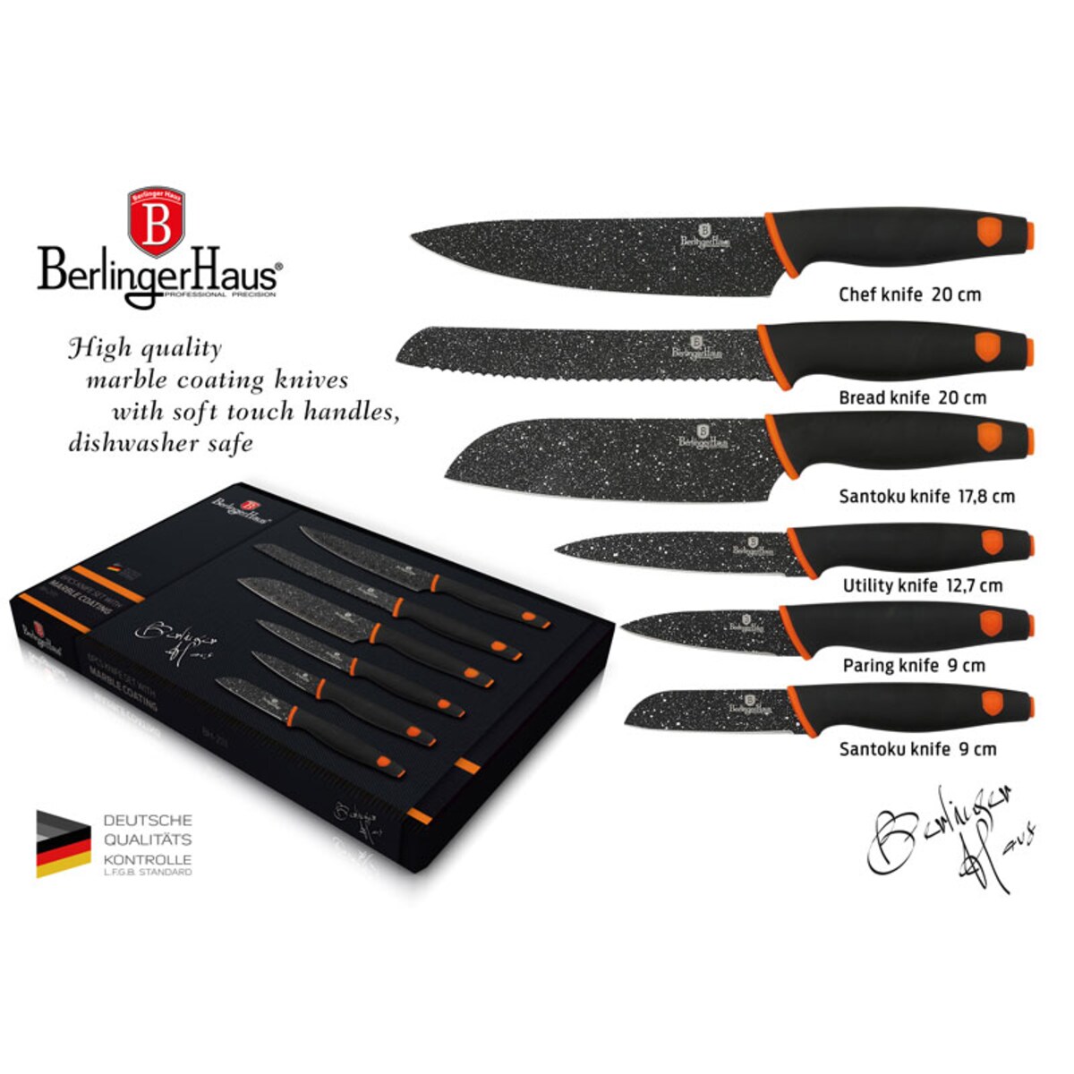 Zestaw noży z powłoką marmurową Berlinger Haus BH-2111