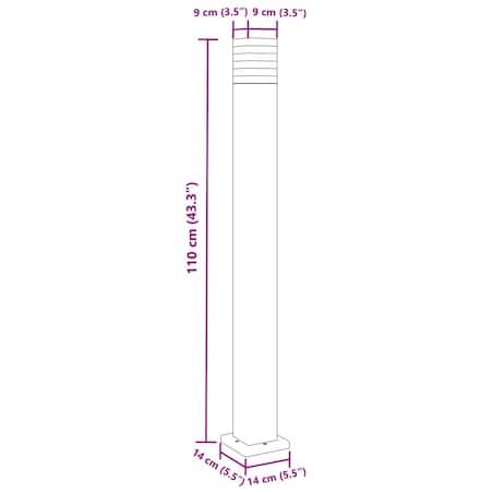 vidaXL Zewnętrzna lampa stojąca, czarna, 110 cm, aluminium