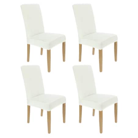 Pokrowiec Na Krzesło Zestaw 4 Szt Ecru Welur Elastczyny