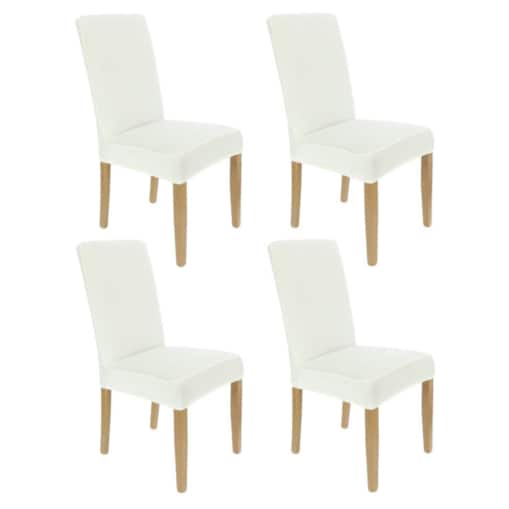 Pokrowiec Na Krzesło Zestaw 4 Szt Ecru Welur Elastczyny