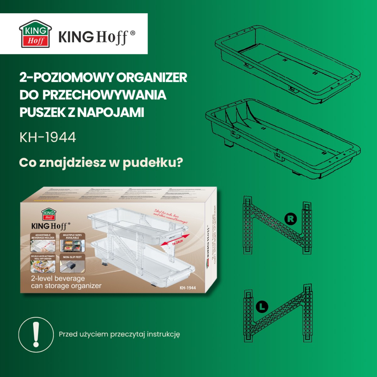 Organizer do przechowywania puszek 2-poziomowy na puszki KINGHOFF