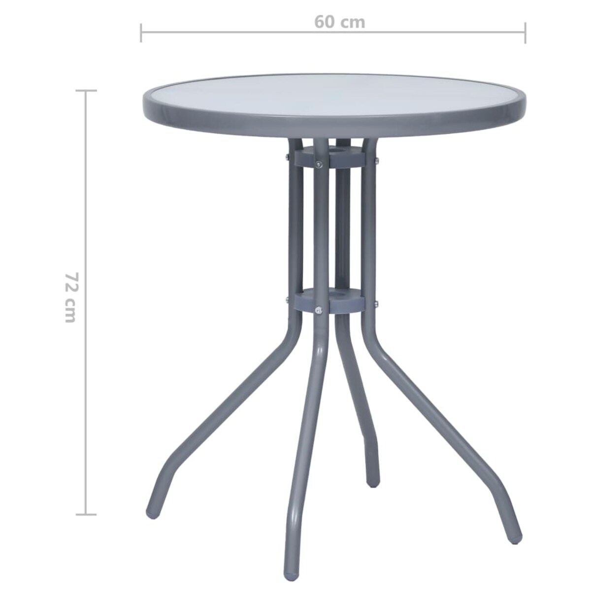 vidaXL Stolik ogrodowy, jasnoszary, 60 cm, stal i szkło