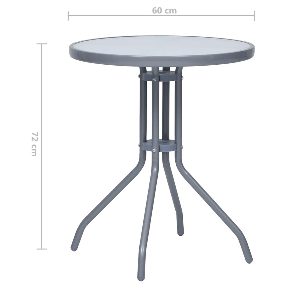vidaXL Stolik ogrodowy, jasnoszary, 60 cm, stal i szkło
