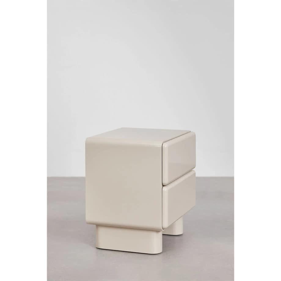 Szafka nocna 50x40 cm z dwoma szufladami z MDF Sheila, kremowa