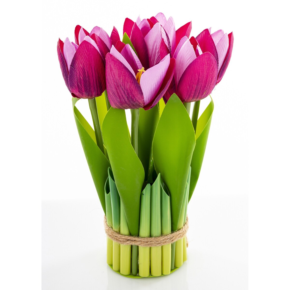 Dekoracja - bukiet sztucznych kwiatów 20x10x10 cm TULIPANY różowe ciemno-jasne