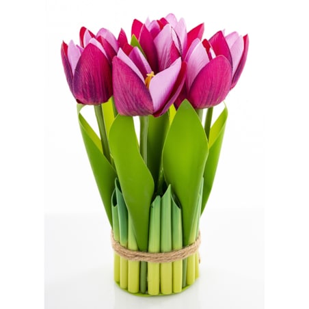 Dekoracja - bukiet sztucznych kwiatów 20x10x10 cm TULIPANY różowe ciemno-jasne