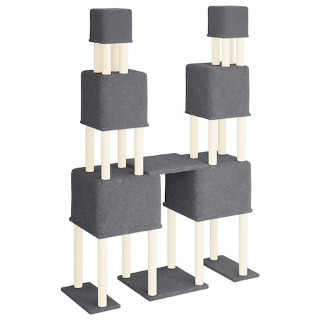 vidaXL Drapak dla kota z sizalowymi słupkami, ciemnoszary, 199 cm