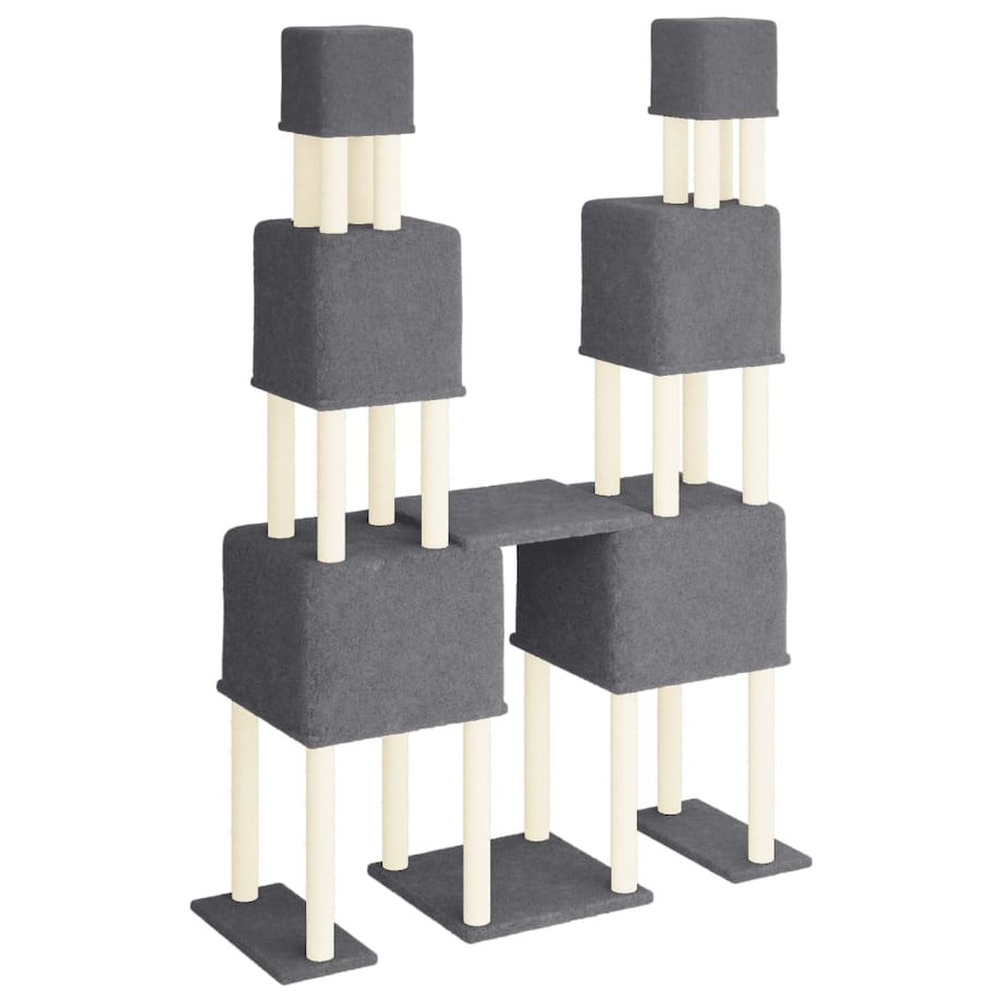 vidaXL Drapak dla kota z sizalowymi słupkami, ciemnoszary, 199 cm