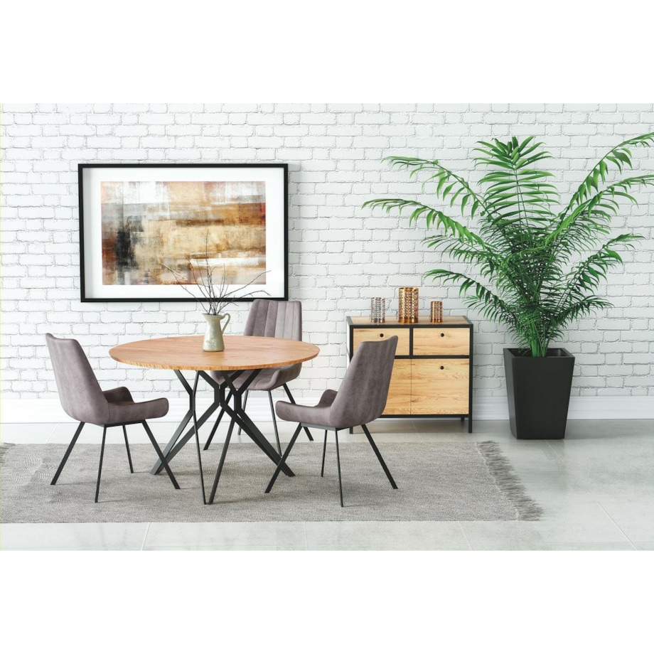 STÓŁ OKRĄGŁY Class 120x76 cm DĄB ZŁOTY czarna stal