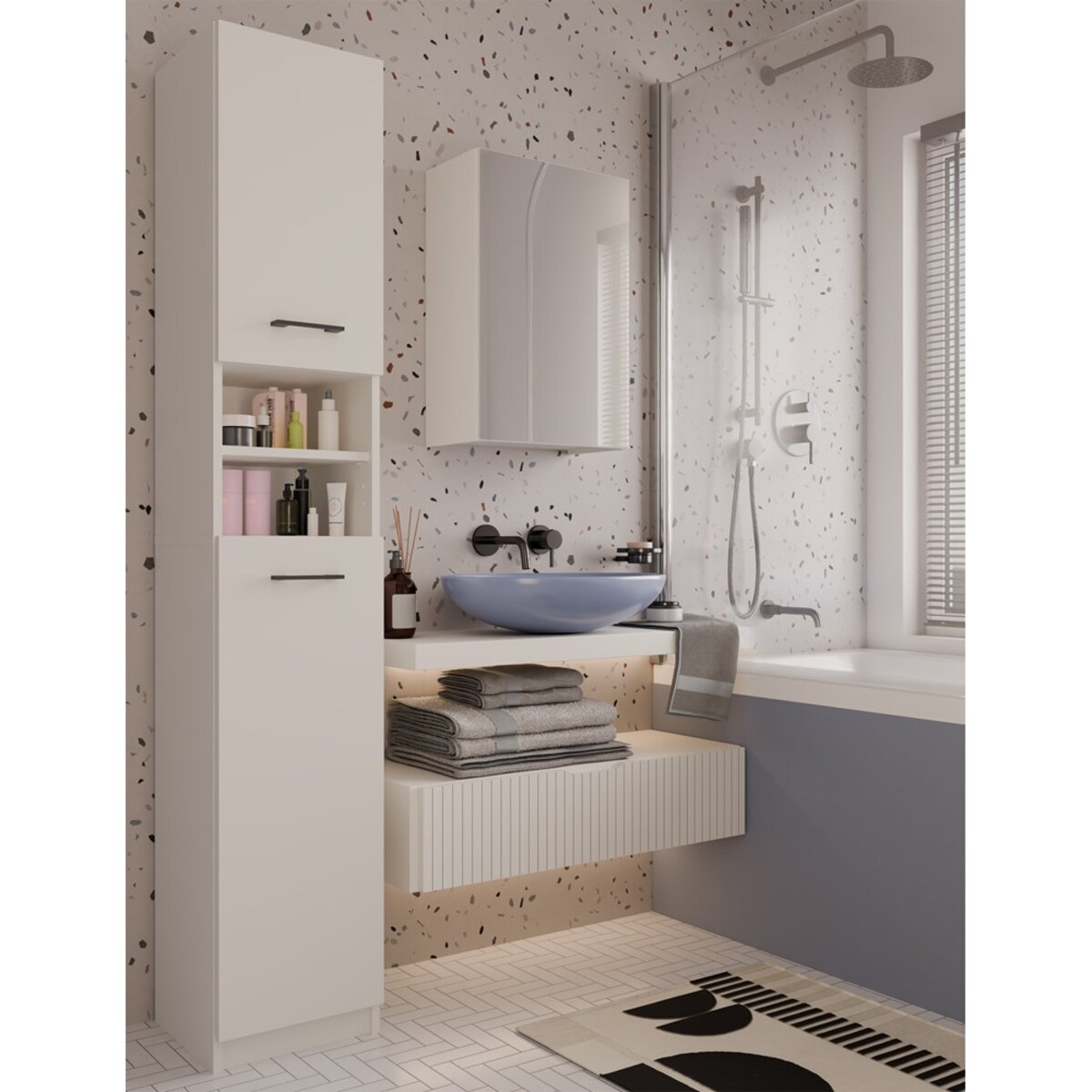 Szafka Łazienkowa Wisząca Z Lustrem Nad Umywalkę POLA 1DL KASZMIR