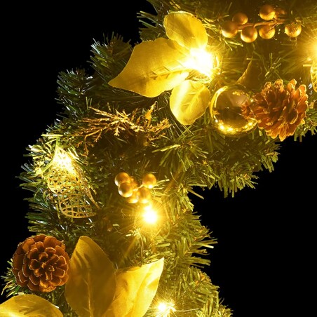 vidaXL Świąteczna girlanda z lampkami LED, zielona, 2,7 m, PVC