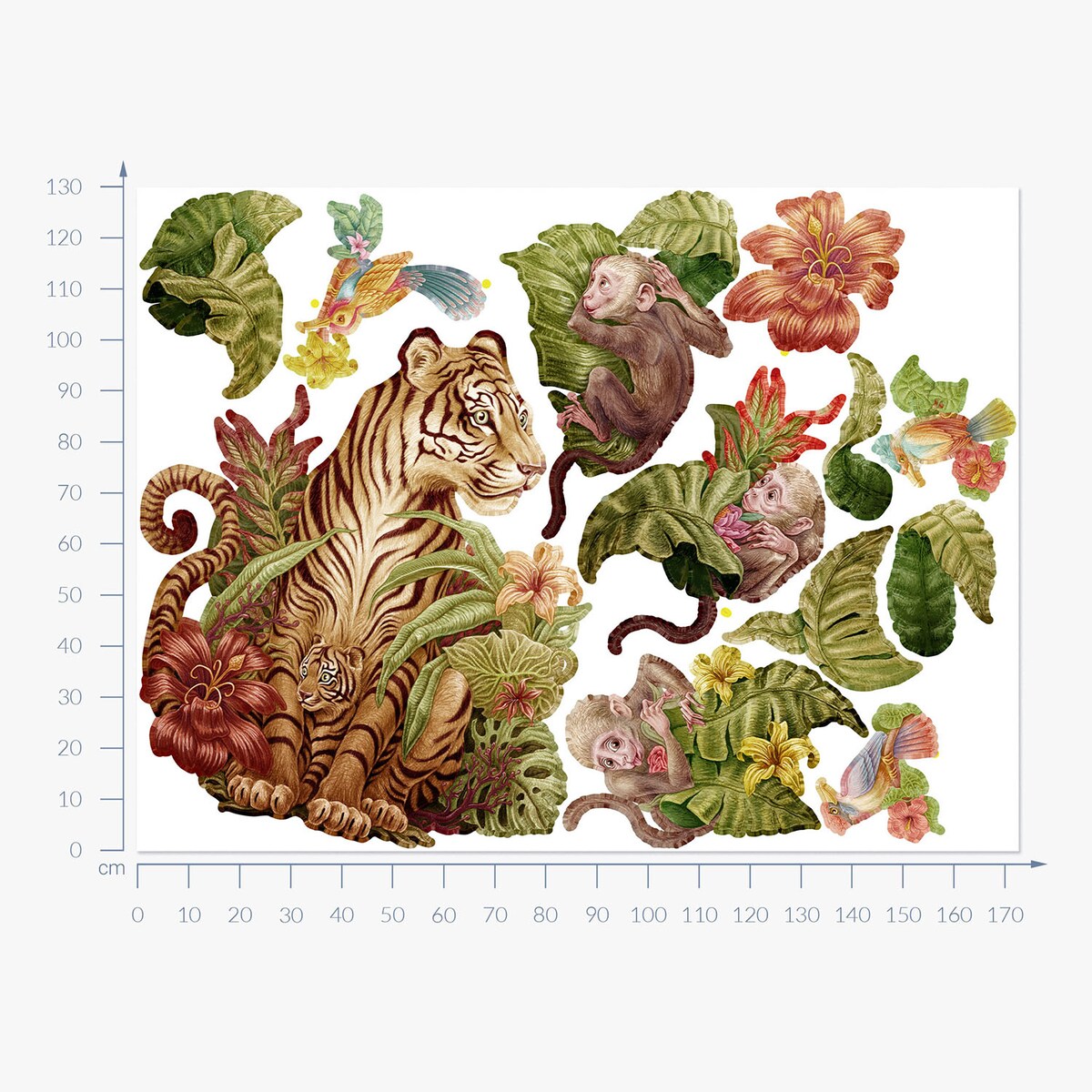 Zestaw naklejek na ścianę, Dżungla safari, 130cm