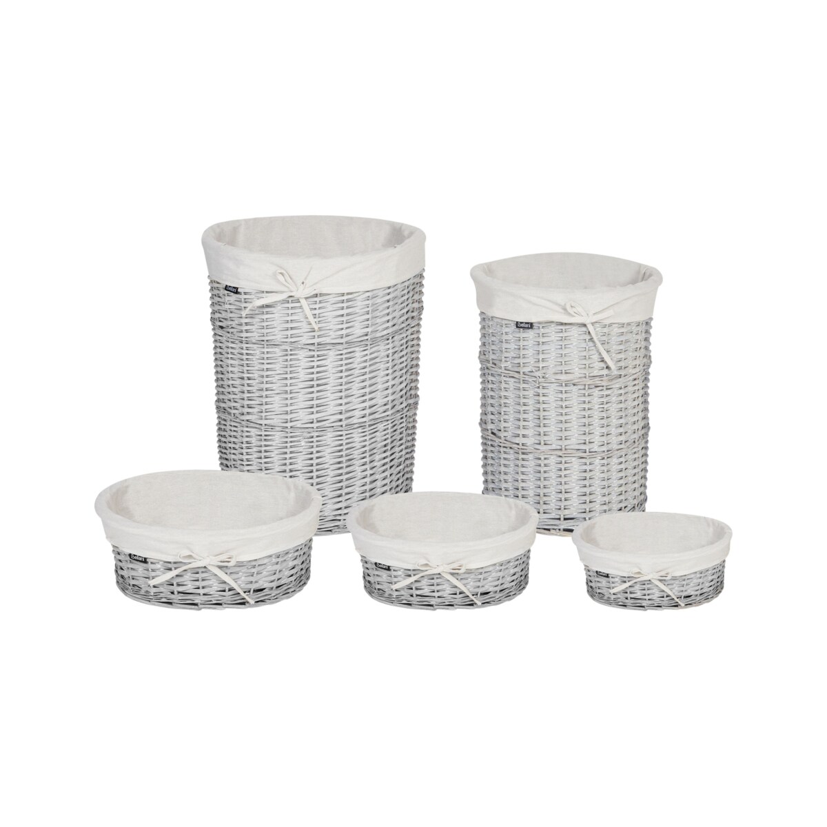 Zestaw 5 koszy wiklinowych szary VAKARI
