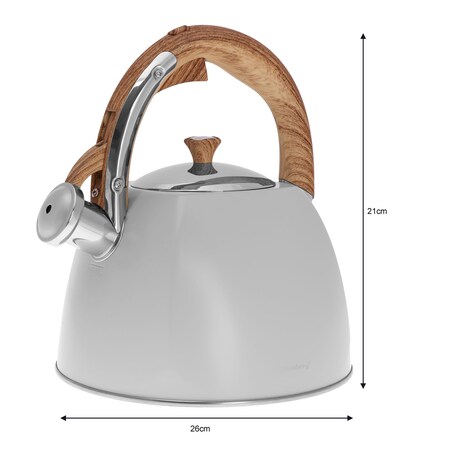 Czajnik stalowy z gwizdkiem lakierowany 3.0L biały matowy KLAUSBERG