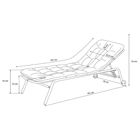 Leżak ogrodowy Vibe szary, z regulacją oparcia