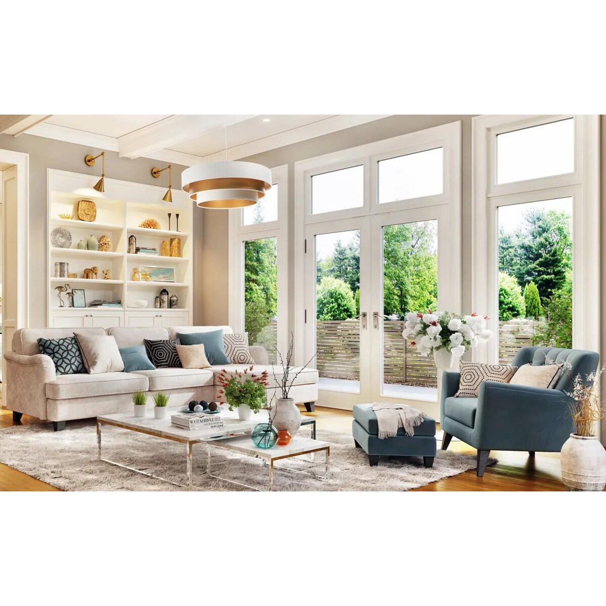 Lampa wisząca TRIO MIX biała/złota