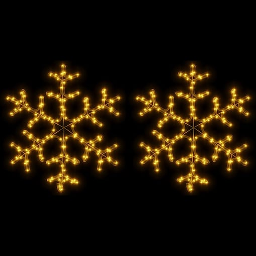 vidaXL Ozdobne śnieżynki, ciepłe białe światło LED, 2 szt., 59x59 cm