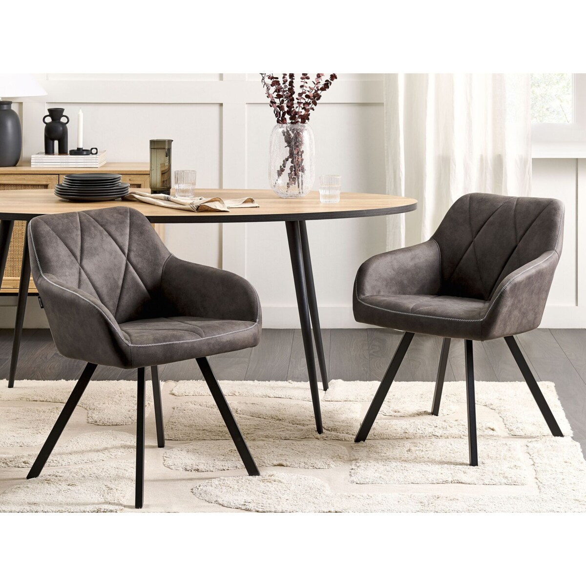 Zestaw 2 krzeseł szary MONEE