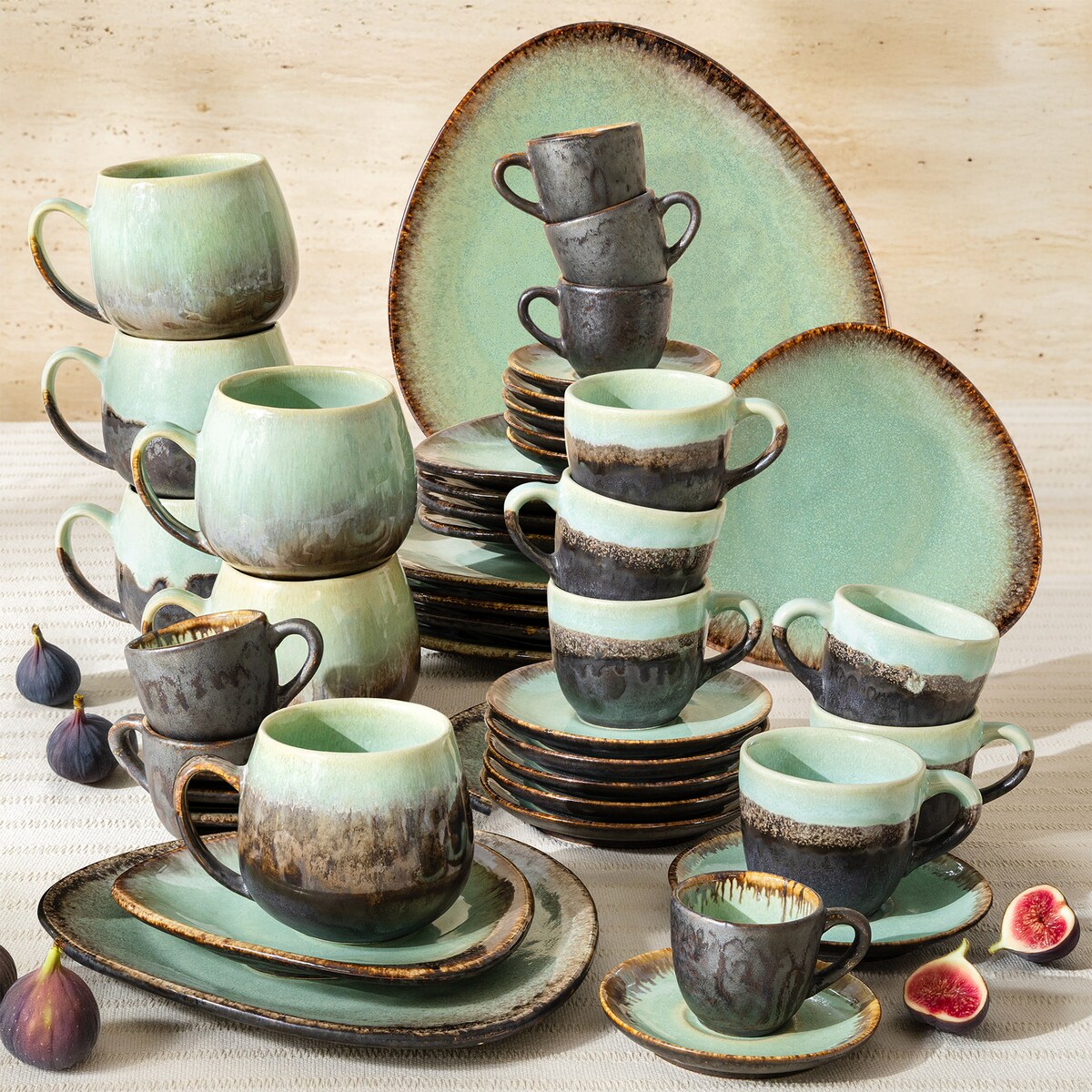 Konsimo PRIMA Zestaw kawowo-śniadaniowy 6 os. (42 el.) , szałwiowy