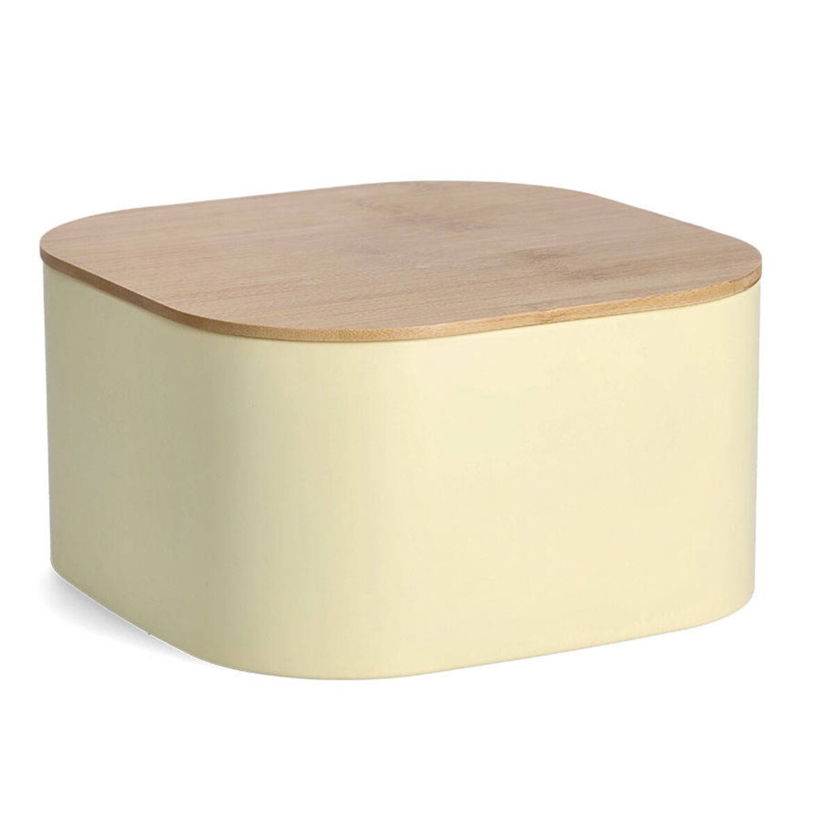 Chlebak metalowy z bambusową pokrywką, 26,5 cm