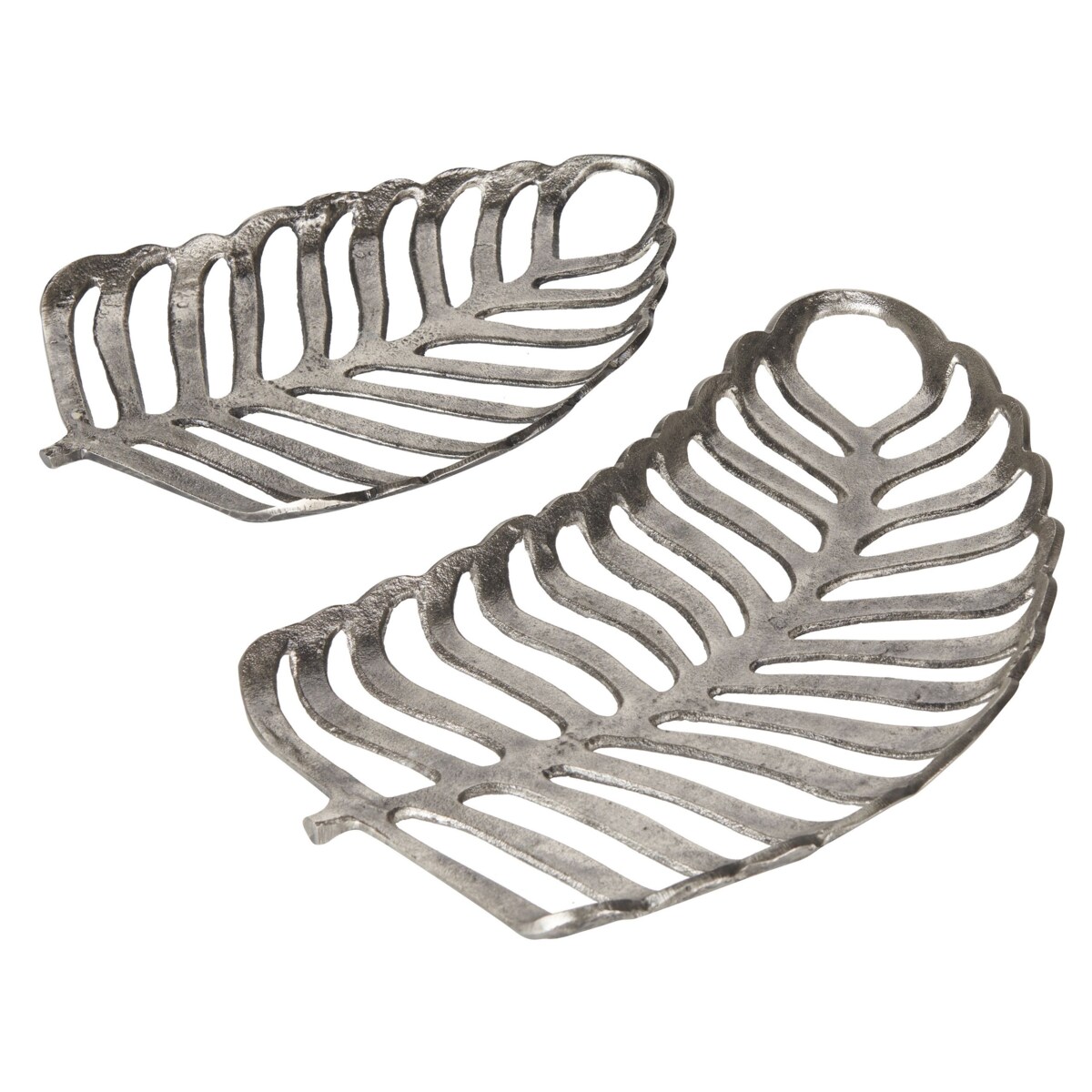 Zestaw 2 pater dekoracyjnych liść monstery srebrny AMNISOS