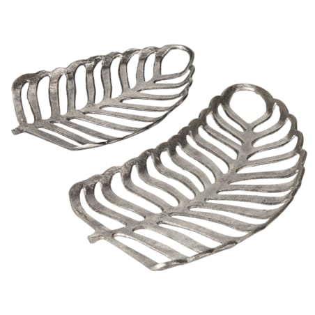 Zestaw 2 pater dekoracyjnych liść monstery srebrny AMNISOS