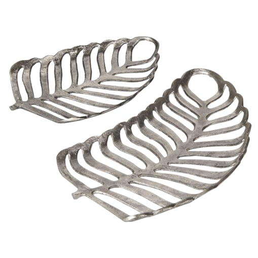 Zestaw 2 pater dekoracyjnych liść monstery srebrny AMNISOS