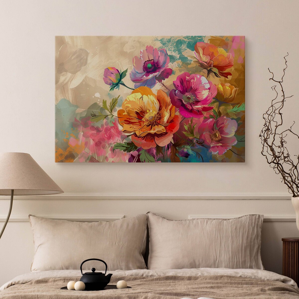 Obraz Na Płótnie Do Jadalni Akwarelowe Polne Kwiaty Natura Rośliny 120x80cm