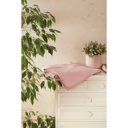 Różowa zasłona na taśmie marszczącej Merida z lnu 140x250