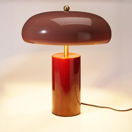 Lampa stołowa metalowa z okrągłym kloszem, 26 x 21 x 39 cm, na baterie, kolor bordowy