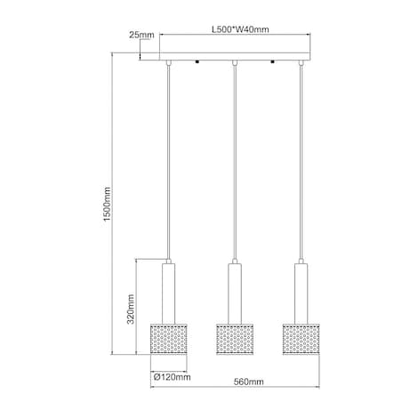 Lampa wisząca Light Prestige Amo czarny 3 x E27 1 szt.