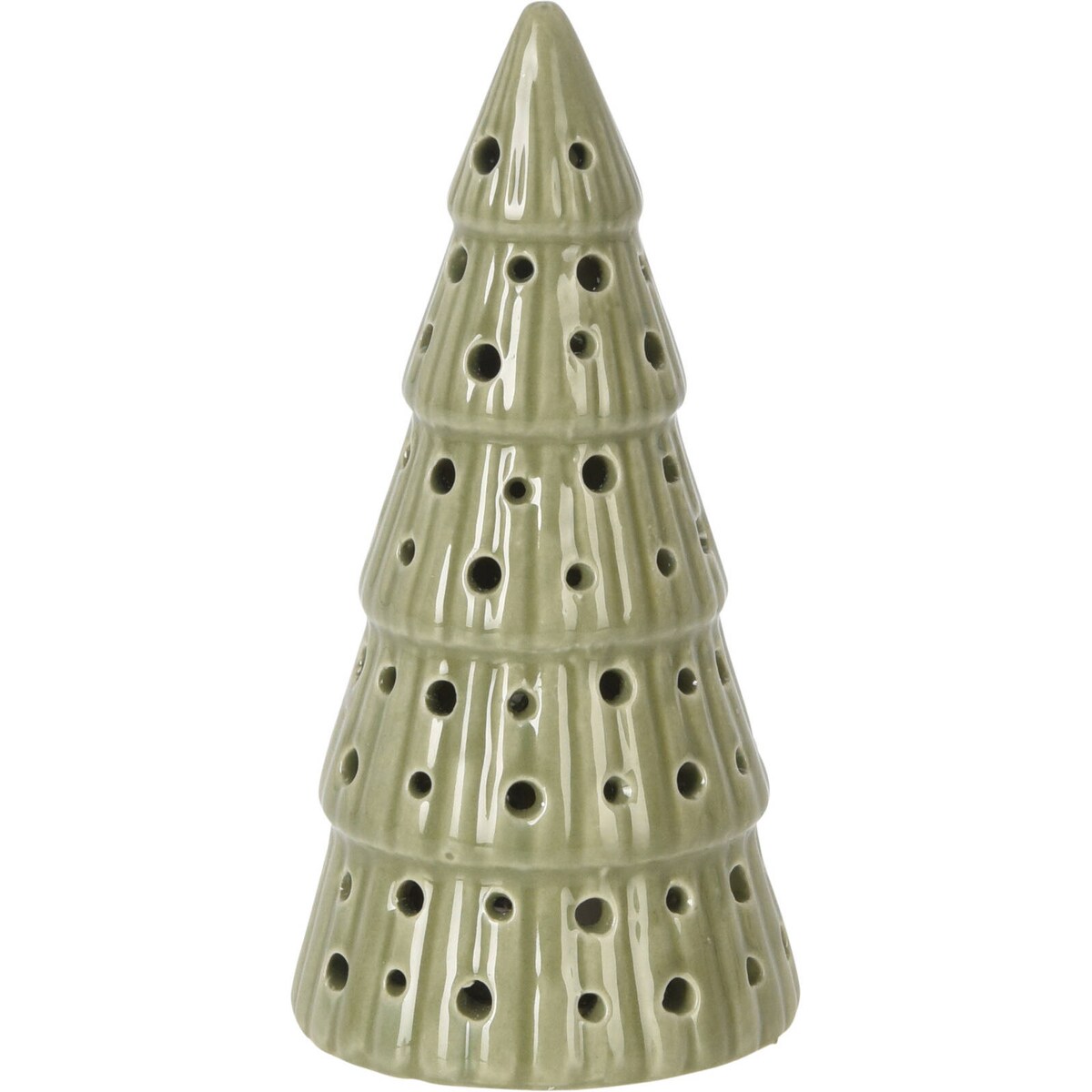 Porcelanowa choinka z oświetleniem LED, kropki, 14 cm