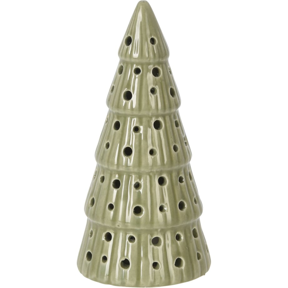 Porcelanowa choinka z oświetleniem LED, kropki, 14 cm