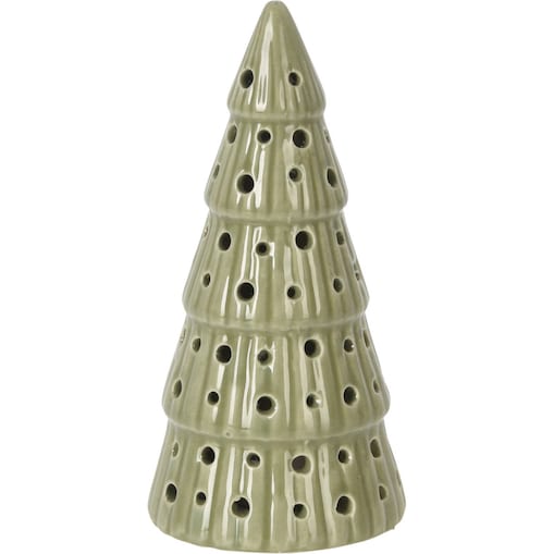 Porcelanowa choinka z oświetleniem LED, kropki, 14 cm