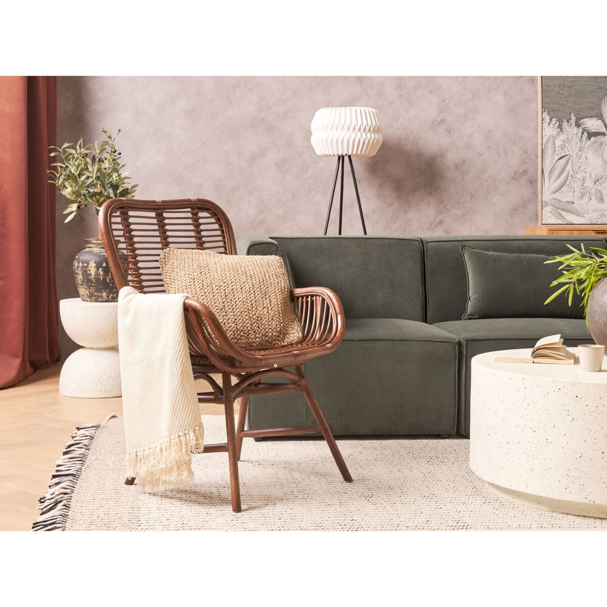 Sofa modułowa dla 3 osób LEMVIG Sztruks Ciemnozielony