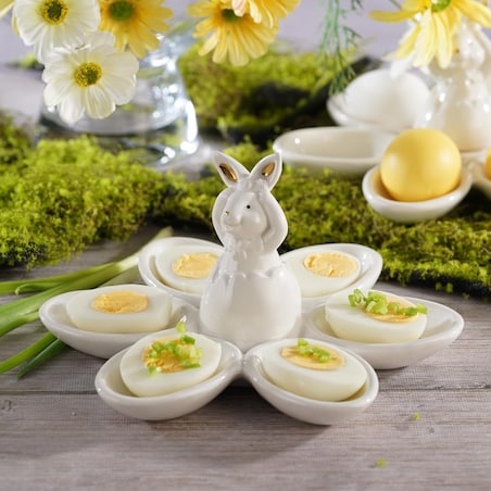 VILLA ITALIA Talerz na jajka ceramiczny z zajączkiem 21 cm BUNNY