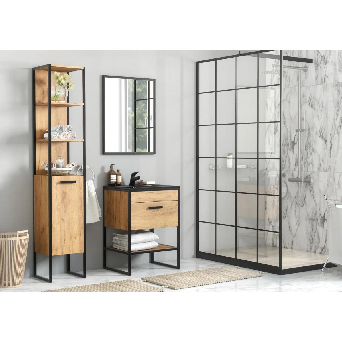 Szafka pod umywalkę BROOKLIN 820 60 cm dąb craft złoty