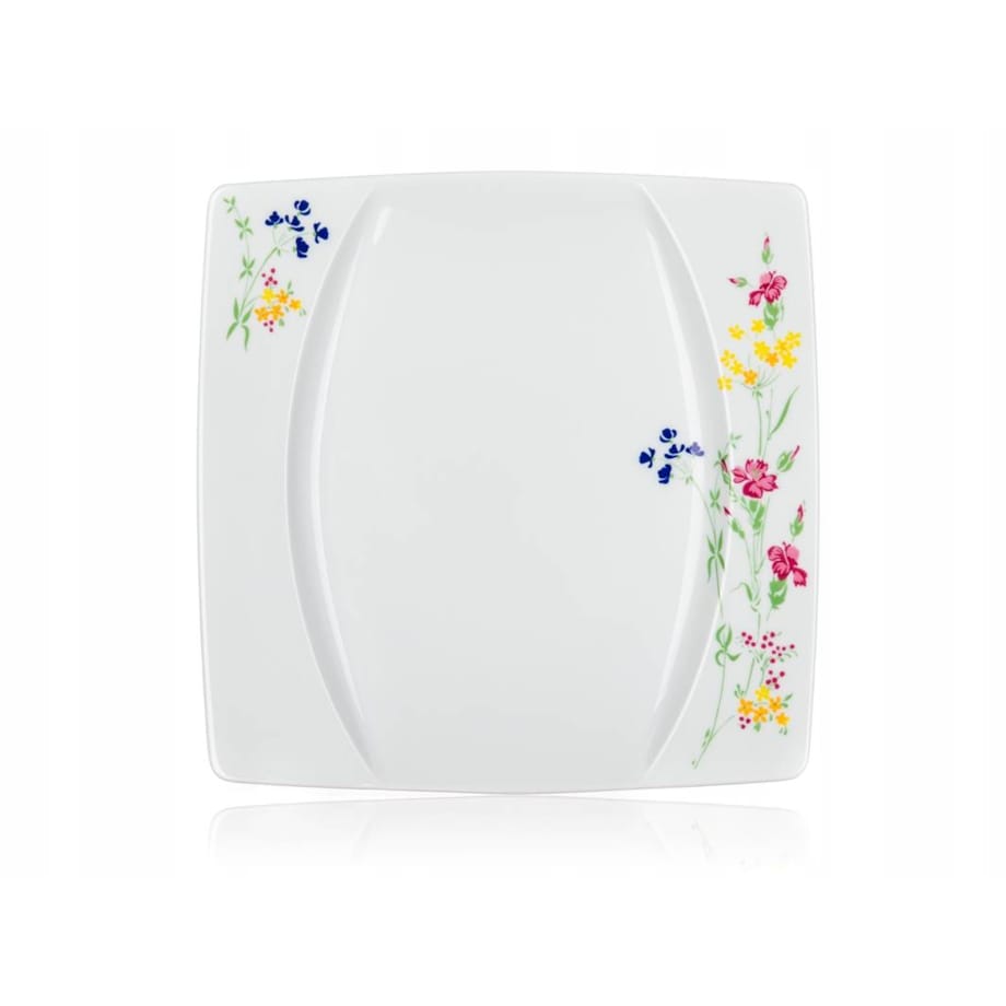 TALERZE KWADRATOWE czeska porcelana KWIATY KOMPLET OBIADOWE 6 osób jadalnia