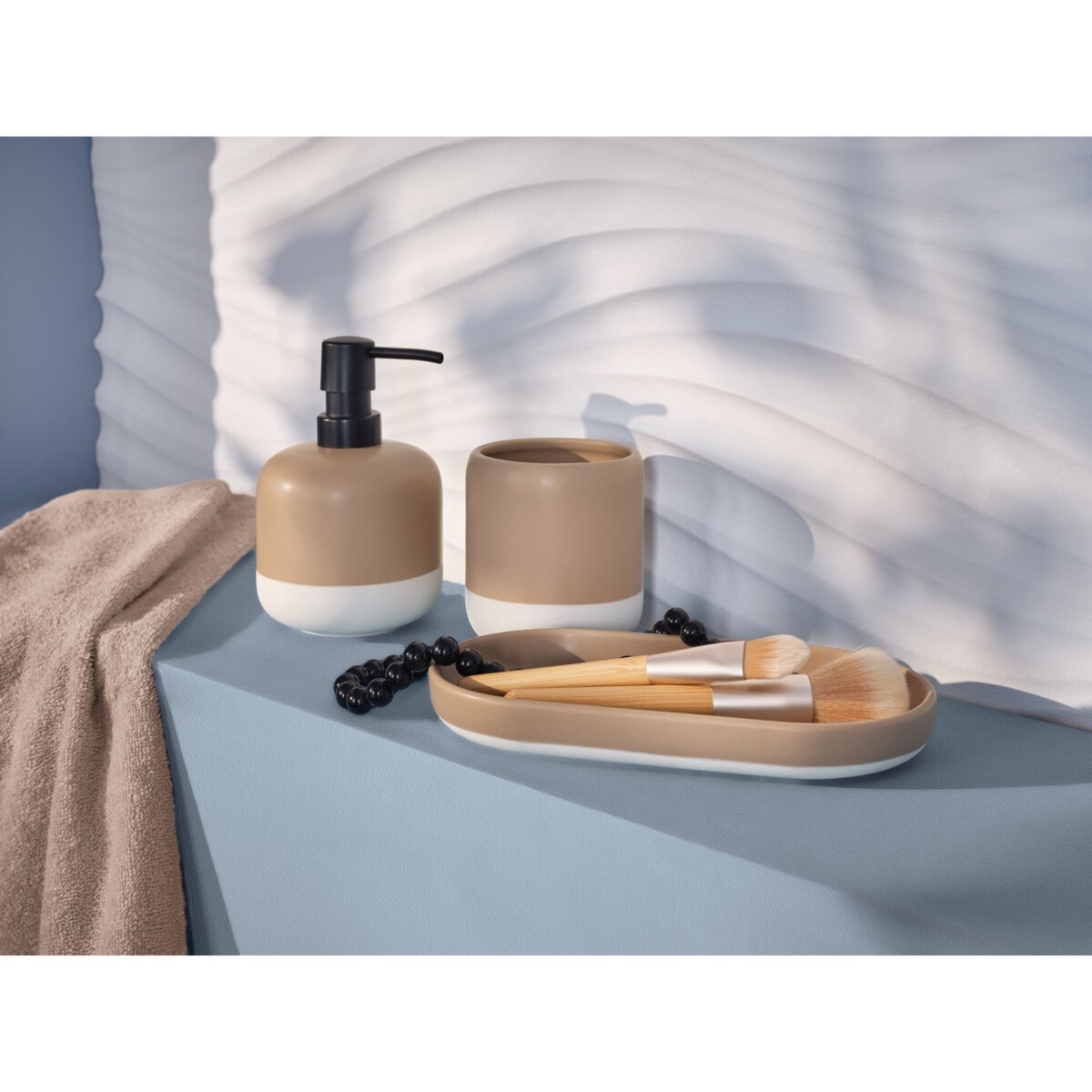 Kleine Wolke Lunella Dozownik do mydła z dolomitu beżowy