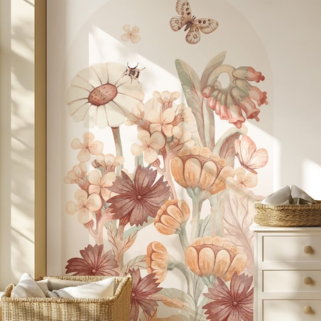 Naklejka na ścianę łuk Kwiaty boho XL