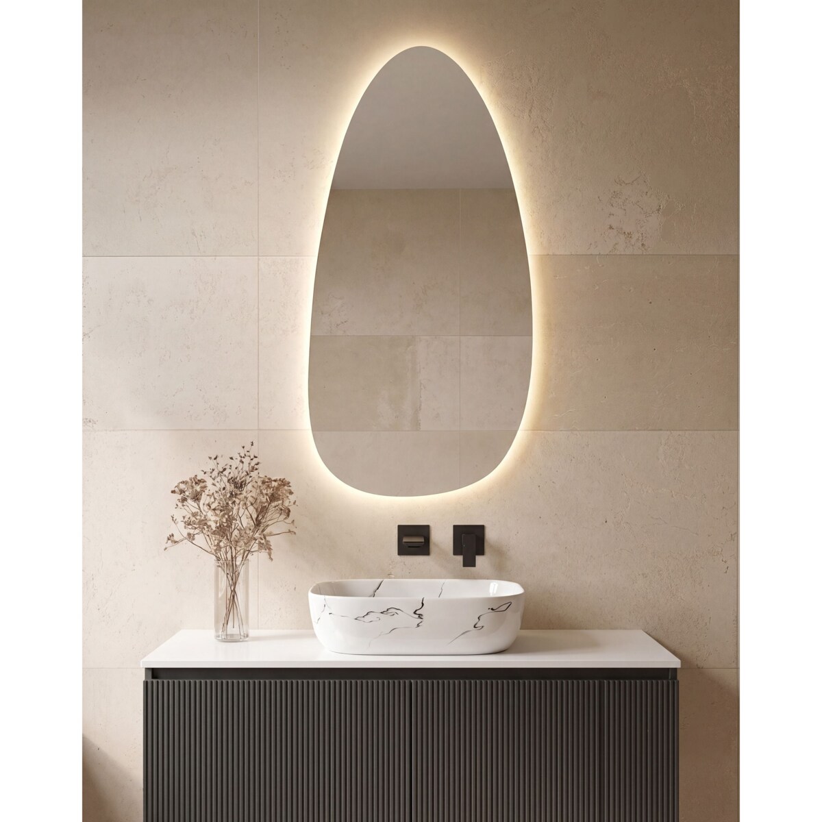 Lustro łazienkowe LED ROYER 60 cm 130 cm Srebrny