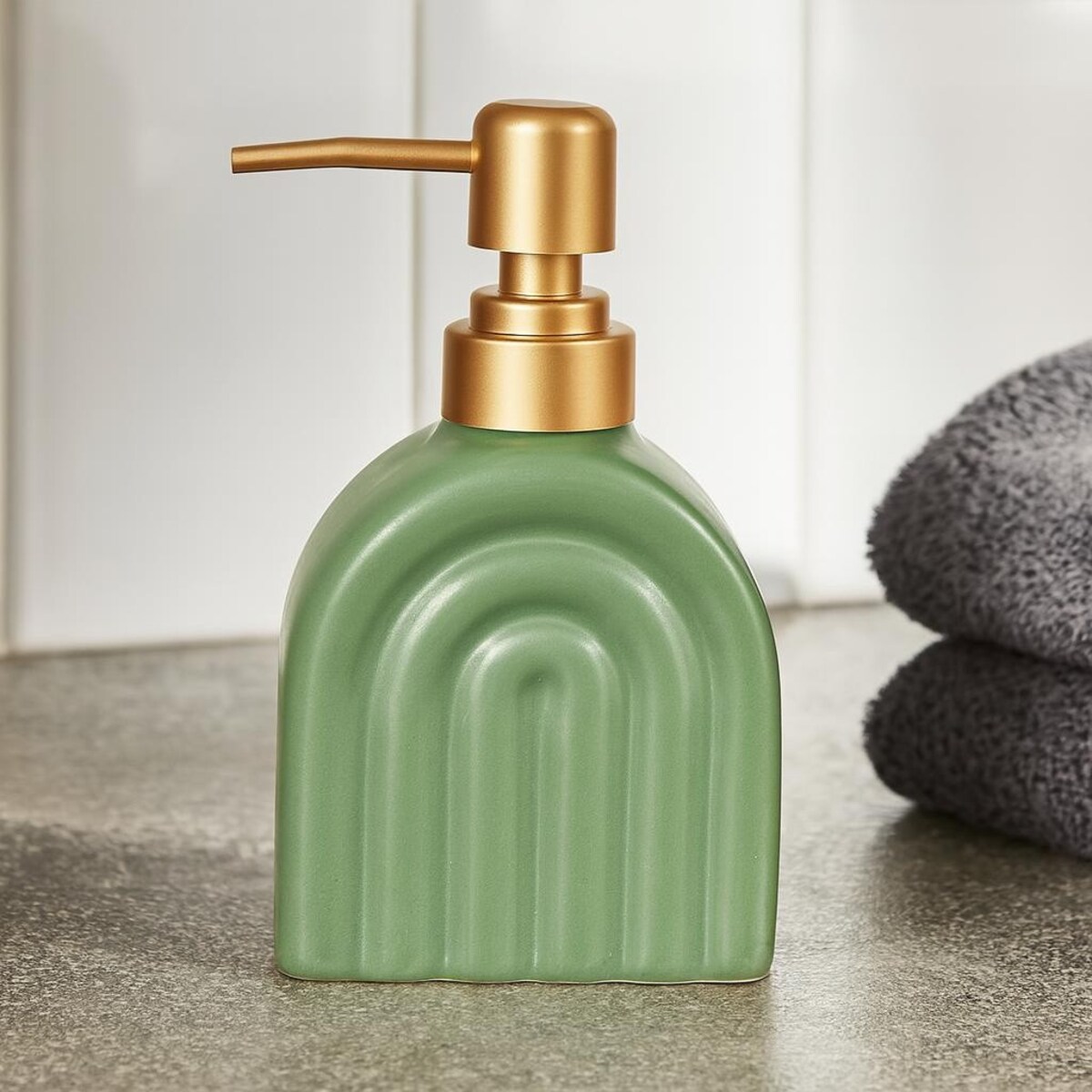 Dozownik na mydło 15x9x6 cm ceramiczny 320 ml TOPIK zielony