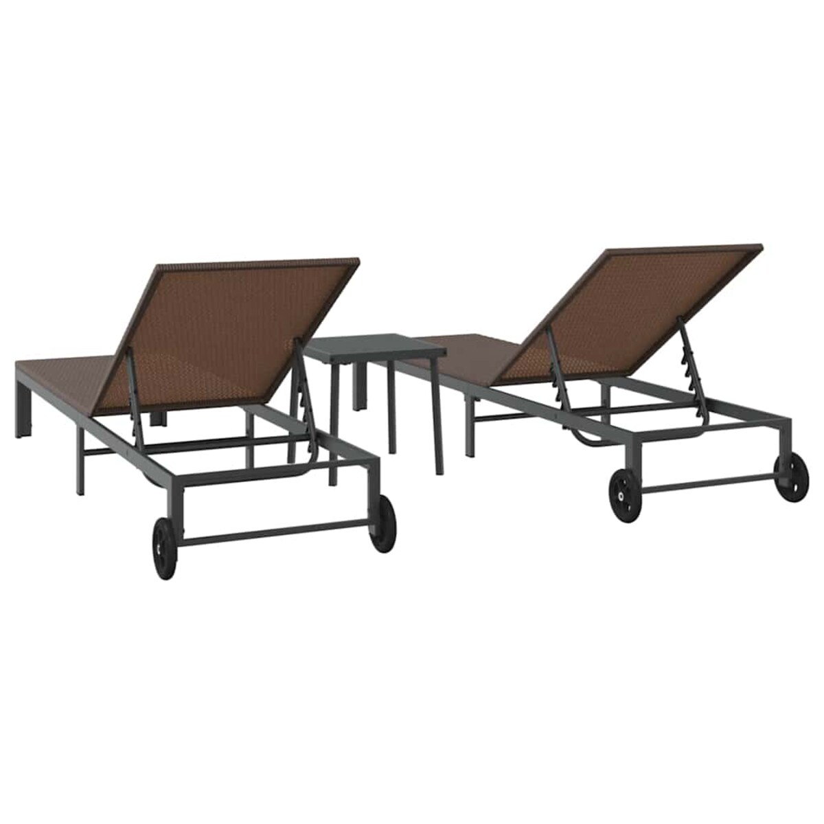 vidaXL Leżak z poduszką 3 pcs Brązowy 40 x 39 x 40.5cm polirattan