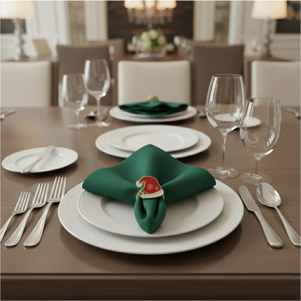 Obrączki Na Serwetki Klamry Pierścienie Do Serwetek Zestaw 4 Szt Wzór Czapka Mikołaj