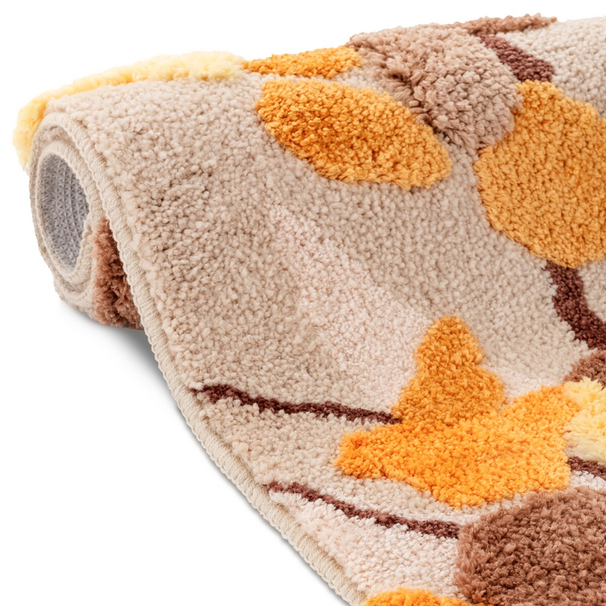 Dywanik łazienkowy Shaggy 3D Gaia 50x80 cm roślinny beżowy